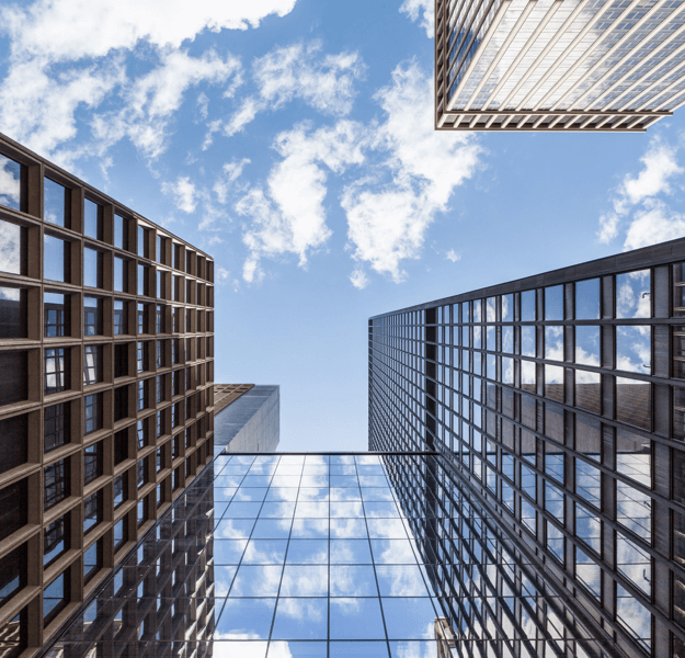 Arial view of skyscrapers